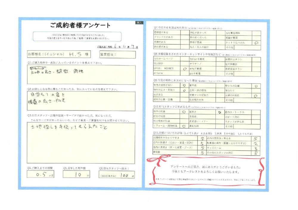 R6年　11月7日　所沢市　S様